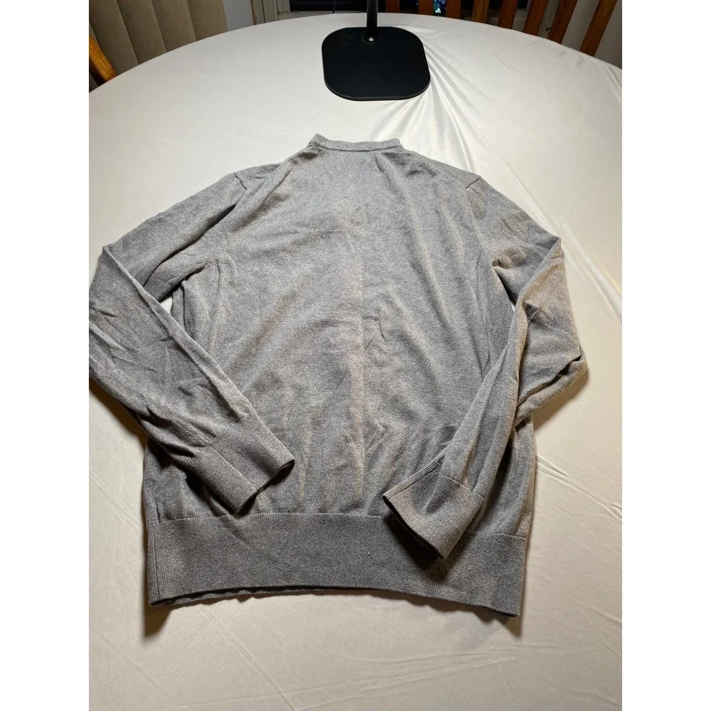 Banana Republic Luxury Blend Silk Cotton Cashmere V-Neck Sweater Grey Mens M
